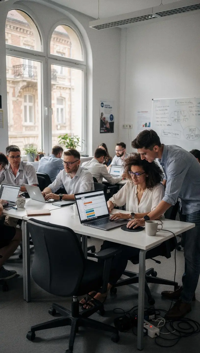 Szoftvertesztelési laboratórium, ahol hallgatók gyakorolják a manuális tesztelést.