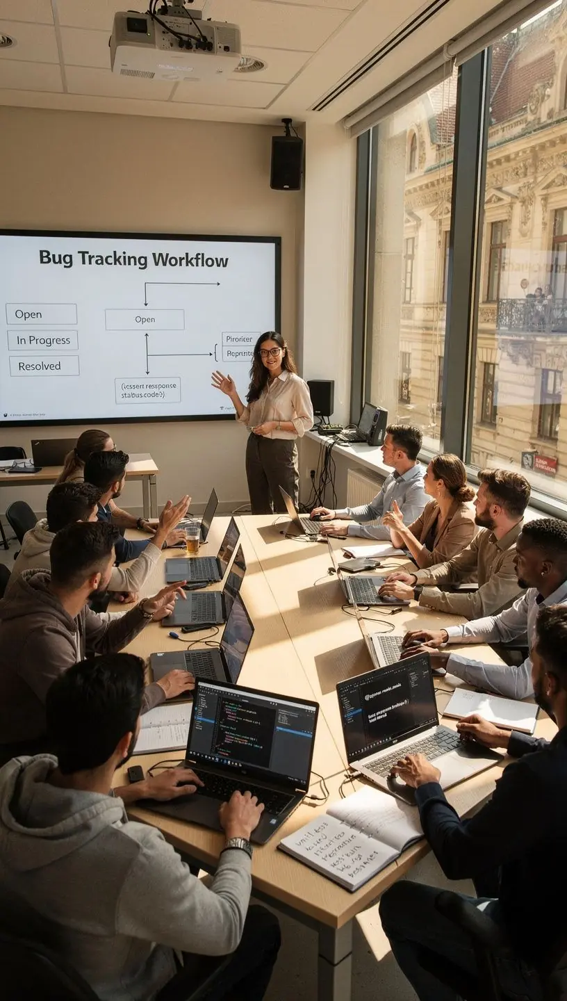 Szoftver tesztelés során használt automatizálási eszközök bemutatása egy számítógép képernyőjén.